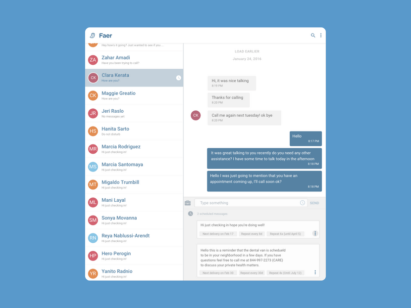 I led user research and interface design for the Faer messenger concept